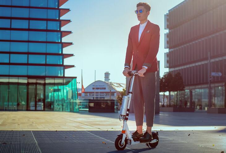 There are electric unicycles like Airwheel X-series, two-wheeled self-balancing scooter and so on. 